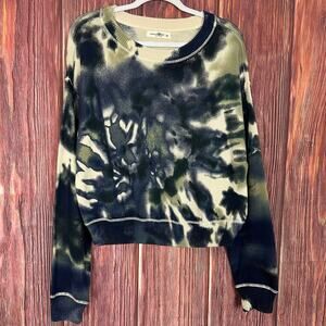 Natural Life Cropped Sweater Tie Dye Blue Green Womens Size XL